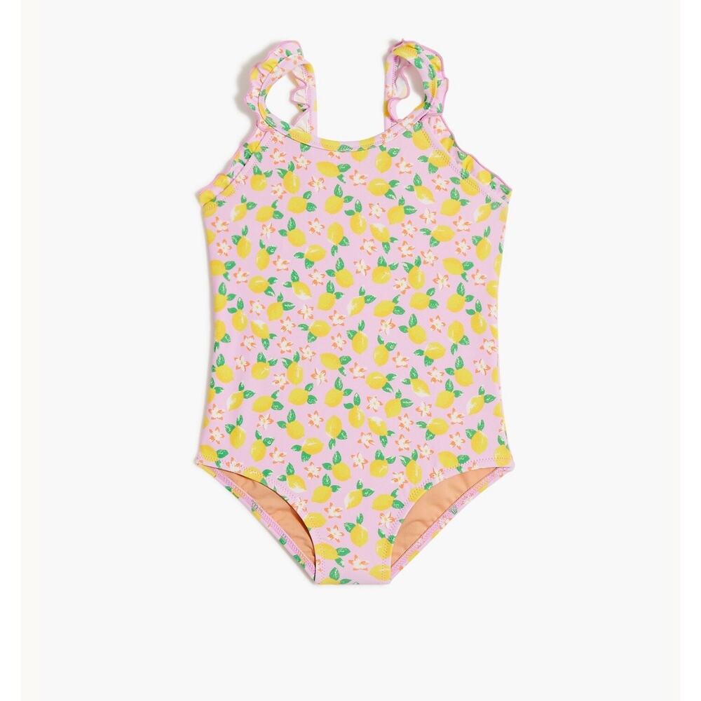 NWT CrewCuts J.Crew Pink Lemon Ruffle One Piece Swimsuit 4-5